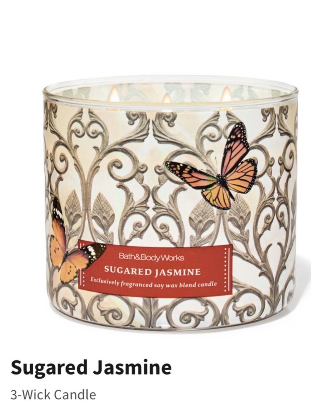 NIB Bath & Body Works “Sugared Jasmine” 3-Wick Candle w Decorative Metal Lid